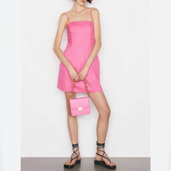 FRAME Tie Back Mini Dress in Hot Pink - Picture 6 of 10